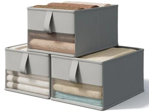 Foldable Storage Bins with Clear Window, Fabric Organizer for Closet, Shelves... - Foto 1 di 7