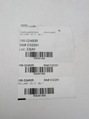 Used Right Tail Light Assembly fits: 2014 Ford Fusion quarter panel mounted LED Foto 1 de 4