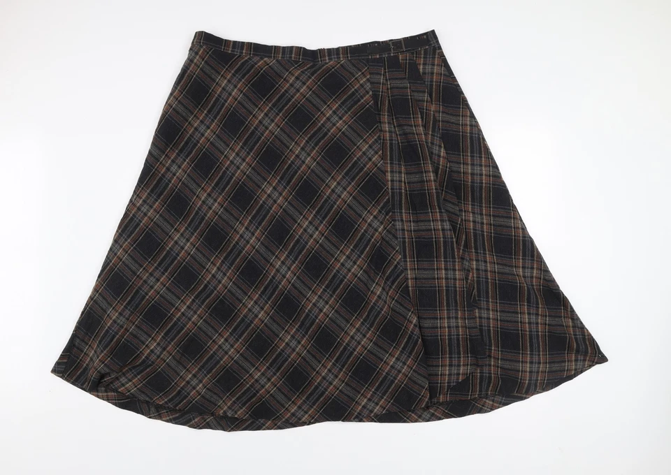 Laura Ashley Women’s Brown Plaid Midi A-Line Skirt Size 20 - Image 1 of 4