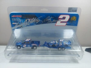 Rusty Wallace ACTION 1/64 Stock Car, Crew Cab & Open Trailer Autographed D21 - Picture 1 of 3