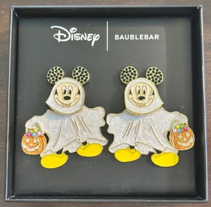 Disney BaubleBar MICKEY MOUSE Ghost Trick or Treat Halloween Earrings New No Tag - Picture 1 of 3