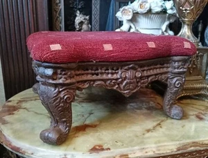 Antique Victorian CAST IRON FANCY ORNATE FOOT STOOL, OTTOMAN, - Picture 1 of 6