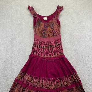 XOXO Women's Dress Small Pink Floral Tiered Sleeveless Maxi Bohemian Ruffled - Picture 1 of 11
