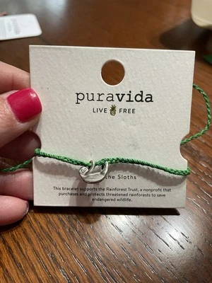 NUEVO Pulsera Puravida LIVE FREE Astilla Perezoso Dije Verde Foto 1 de 3
