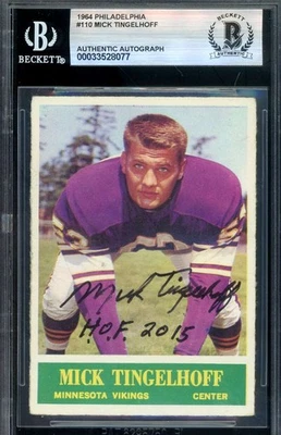 Mick Tingelhoff Beckett BAS Signed 1964 Philadelphia Autograph - Image 1 of 2