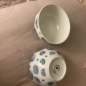 New Set of 2 Royal Norfolk Blue & White Shell Stoneware Cereal Soup Bowls - Picture 1 of 6