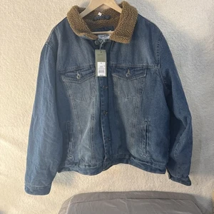 Neu mit Etikett Goodfellow & Co Herren Denim Trucker Jacke Faux Lammfell gefüttert blau XL Geschenk - Bild 1 von 7