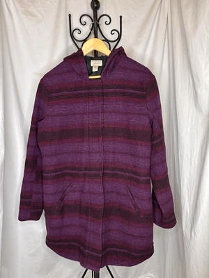 Abrigo de lana Levi's talla XL púrpura a rayas forrado con capucha Foto 1 de 4