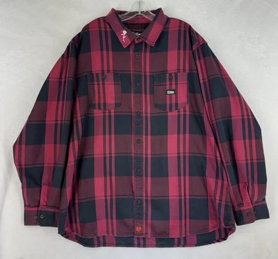 Camiseta con botones Sullen Art Collective para hombre 3XL roja negra franela a cuadros cuello rosa Foto 1 de 4