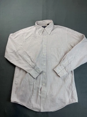 Camisa Oxford Lands End de Colección para Hombres 15.5-34 Rayas Manga Larga Abotonada Hecha en EE. UU. Foto 1 de 4