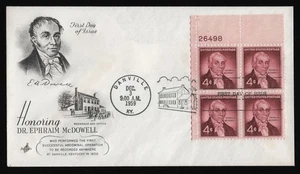 #1138 Bloque de placas Ephraim McDowell 4c, artesanía artística FDC **CUALQUIER 5 = ENVÍO GRATUITO** - Imagen 1 de 1