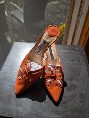Jimmy Choo Orange Leather Cutout Bow Mules | Size 36 | Made in Italy | Rare - Image 1 of 4