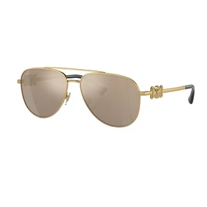 Gafas de sol Versace VK 2002 10025A oro metal aviador lentes espejo marrones - Imagen 1 de 3