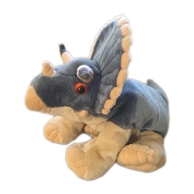 Dinosaur Plush Triceratops Stuffed Animal Kids Child Soft Toy Gray Tan K&M India - Image 1 of 4