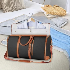 Suit Travel Bag PU Leather Duffle Bag Spacious Capacity With Shoulder Strap For - Picture 1 of 12