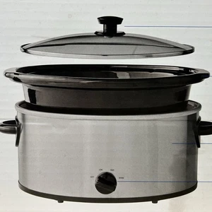 Olla de cocción lenta Mainstays 6 cuartos de galón de acero inoxidable vajilla tapa de vidrio comida familiar - Imagen 1 de 12