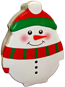 WEIHNACHTEN Süßigkeiten Dose Schneemann-Form Urlaub 7x5,5x2,75" Geschenkbox Behälter 829 - Bild 1 von 5