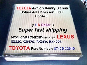 For TOYOTA AC CABIN AIR FILTER Avalon Camry Sienna Solara C35479  87139-32010 - Picture 1 of 1