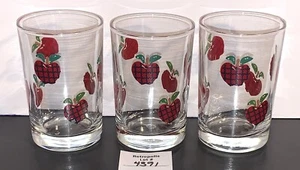 3 Anchor Hocking Red Checked Applejack Juice Glasses Vintage - Picture 1 of 18