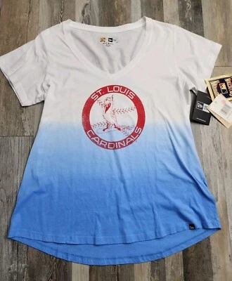 NEW Womens New Era St. Louis Cardinals Cooperstown Powder Blue T-Shirt Sz MEDIUM - Image 1 of 4