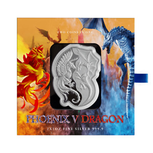 2023 Phoenix V Dragon 2oz Silver Coin.  (Mintage of 1500)