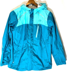 LL Bean Jacket Youth XL 18 Trail Model Rain Coat Hooded Hiking TeK Teal Blue - Picture 1 of 5