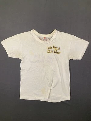 True Vintage 1960s Hanes T-Shirt Athletic Gym Stencil Graphic “MACHANAYIM” Small - Image 1 of 4