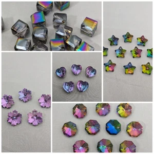 Glass Foil Back Beads, Octagon, Cube, Flower, Star, Heart, Choose Your Beads - Picture 1 of 17