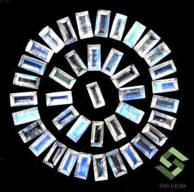 Lote de 25 piezas gemas sueltas piedras lunares arco iris naturales corte baguette 4x2 mm 2,55 CTS Foto 1 de 4