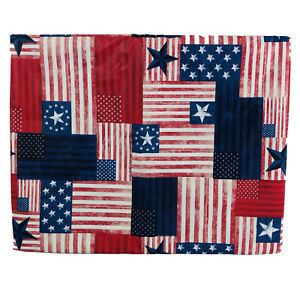 Sz New Patriotic Vinyl Tablecloth Patchwork Flags Red White Blue Americana Asst 