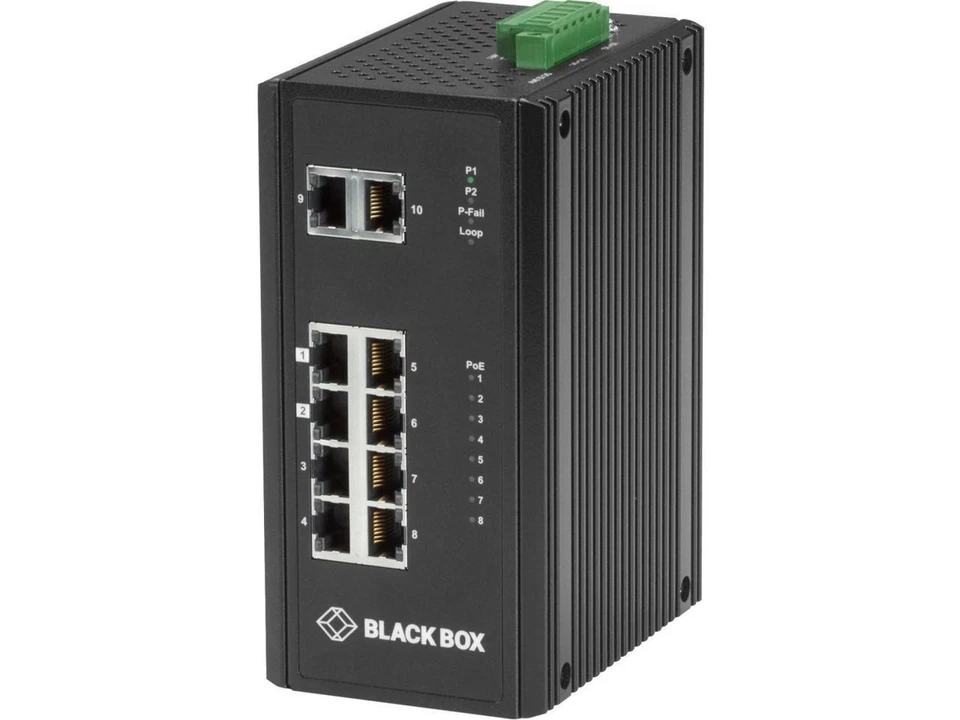 Conmutador Ethernet Gigabit Black Box Industrial (8) 10/100/1000 PoE + (2) Foto 1 de 1