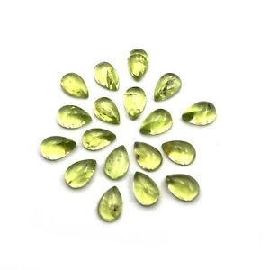 Natural Peridot Pear Cabochon Green Color Loose Gemstone Lot 120Pcs 4x6 mm 60 CT