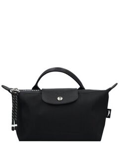 Longchamp Le Pliage Energy Top Handle Canvas & Leather Bag Women's Black