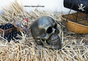 POTTERY BARN RUSTIC SILVER SKULL CANDLE -NIB- SHED SOME LIGHT ON FRIGHTFUL FUN! - Picture 1 of 7