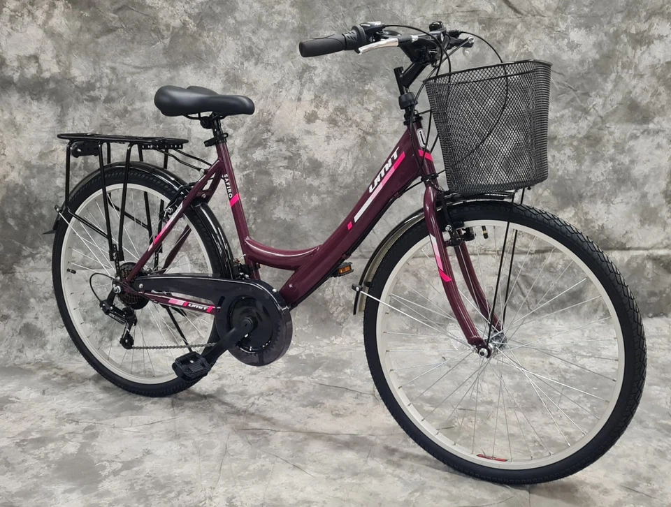 26 Zoll Damen  Cityrad 21-Gang Shimano Schaltung-Licht-Korb-Neu 2608-LILA Neu - Bild 1 von 4