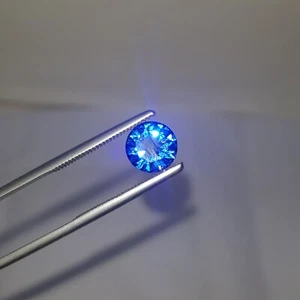 7.5 Ct Certified Natural Round Shape Blue Zircon Diamonds VVS Loose Gems AC-581 - Picture 1 of 14