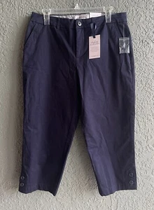 Neu mit Etikett Croft & Barrow perfekt schlankmachend 10 marineblaue Caprihosen mittlerer Bund Stretch - Bild 1 von 4