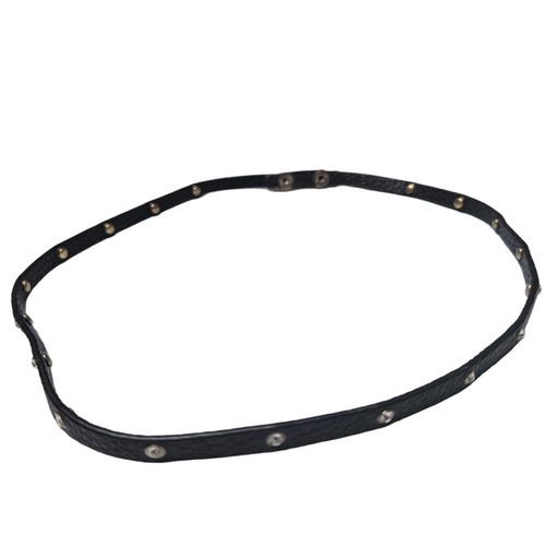 VETEMENTS Girocollo grunge pelle nera cristallo borchie punk moda gioielli donna