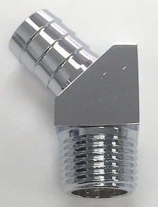45° 45 Degree Fitting Heater Hose 1/2" NPT to 5/8 Barb Intake Manifold Chrome A7 - Picture 1 of 1
