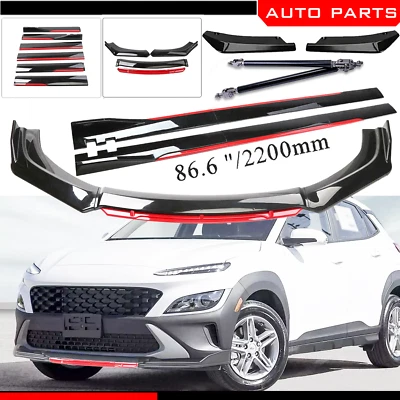 For Hyundai Kona 2018 - 2022 Front Bumper Lip Spoiler Splitter Side Skirt Body Foto 1 de 4