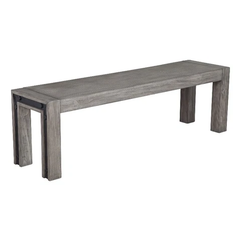 Alpine Furniture Fallon Solid Pine Dining Bench in Gray & Black Cover