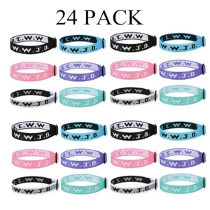 6/12/24 Pack WWJD Bracelets What Would Jesus Do Woven Fundraiser Wristbands - Picture 1 of 12