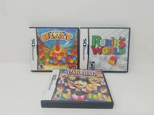 Nintendo DS  3 Game Lot- Carnival Games, Rubiks World, Rock Blast - Picture 1 of 5