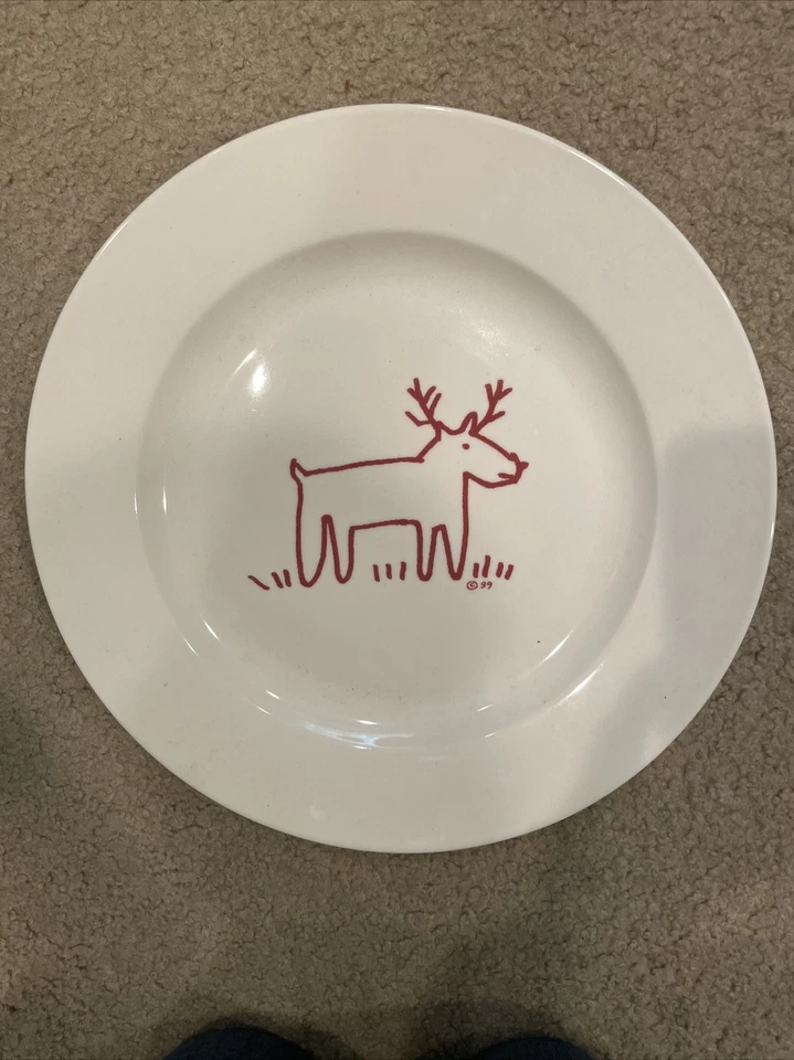 Crate & Barrel At Home International Trish Richman Reindeer Platter 12" - Image 1 of 1