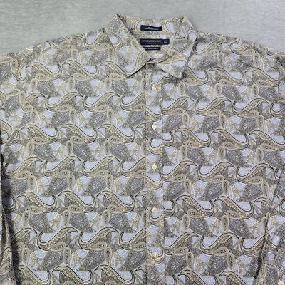 Daniel Cremieux Shirt Men 3XB Blue Paisley Geometric Button Up Italian Fabric - Image 1 of 4