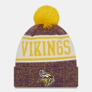 Minnesota Vikings New Era NFL Sideline Fleece Lined Pom Knit hat beanie cap - Picture 1 of 2