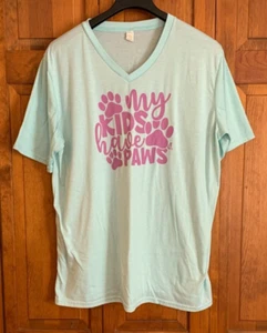 Women's Cat Lady Box Short Sleeve Light-Blue V-Neck T-Shirt Tag Size 2XL - Picture 1 of 4