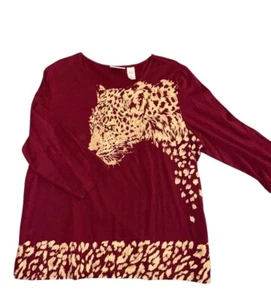 Alfred Dunner Shirt Top burgund & hellbraun verziert mit silbernen Nieten Gr. L - Neu mit Etikett - Bild 1 von 5