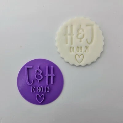 SWEET TREAT STAMPS Custom Engagement Initials Cookie Embosser Stamp Cupcake Fondant Stamp Icing