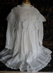 ANTIQUE!  BABY CHRISTENING STYLE DRESS LACE COLLAR & SLEEVES FOR LARGE DOLLS
